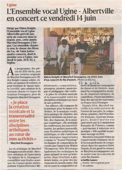 Article du Dauphiné Libéré, juin 2024